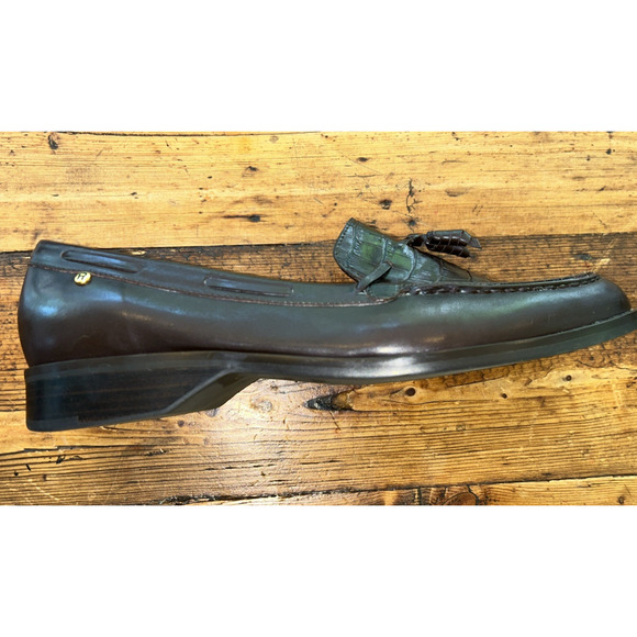 Etienne Aigner Gotham Brown Embossed Penny Loafer Womens Shoes Flats Tassel 8.5M - Picture 10 of 14